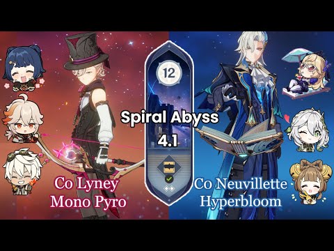 Spiral Abyss 4.1 C0 Lyney Mono Pyro & C0 Neuvillette Hyperbloom | Floor 12-9⭐Stars - Genshin Impact