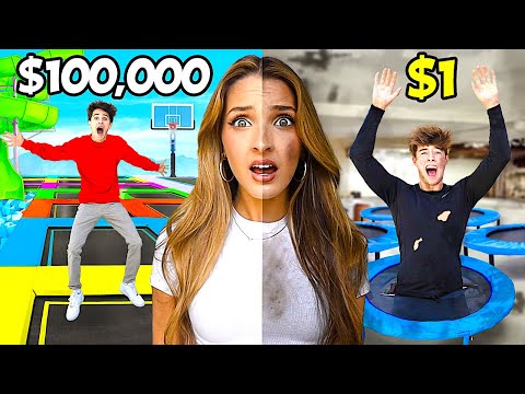 $1 VS $100,000 TRAMPOLINE PARK CHALLENGE!!