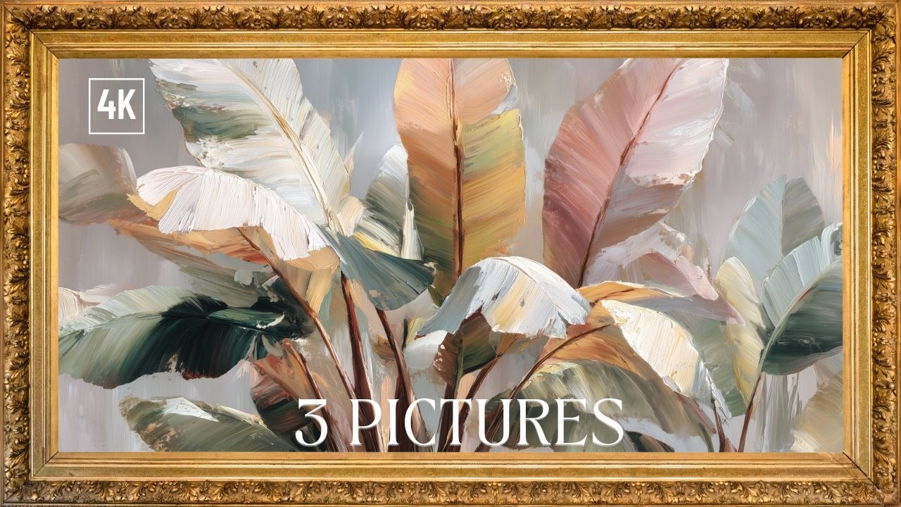🌿 Pastel Tropical Leaves | Cozy Botanical Frame TV Art | 4K Screensaver