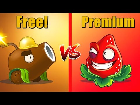 PvZ 2 Max Lvl Coconut Cannon vs Strawburst (Free vs Premium)
