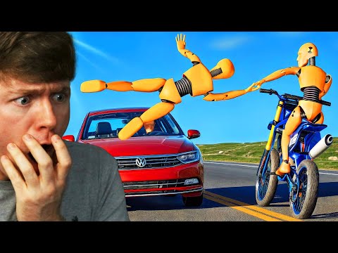 Reacting to CRAZIEST MOTORBIKE and CAR CRASHES! (BeamNG Drive)