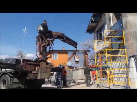 Остекление фасада манипулятором!!!