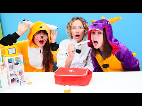 Doktor Nicole hilft dem Drachen wieder gesund zu werden. Spielzeug Video für Kinder