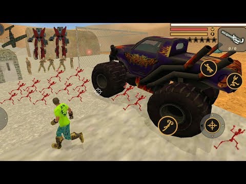 Vegas Crime Simulator (Vegas Hero Fight Robot Car) Monster Truck Climb on Army Base - Gameplay HD