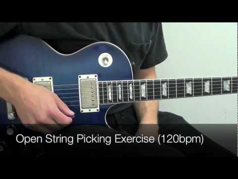 Beginner Guitar Exercises "Open String Picking Exercise" Picking Technique, Playing In Time