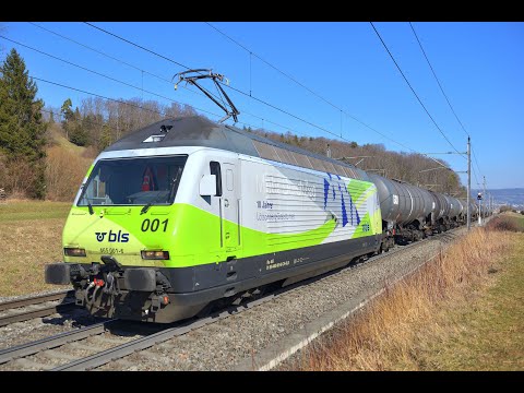 Bahnverkehr 4.3.22 Bözberg, BLS Lötschberg Re465, DB Das ist Grün Vectron, SBB Re 6/6, SBB Cargo INT
