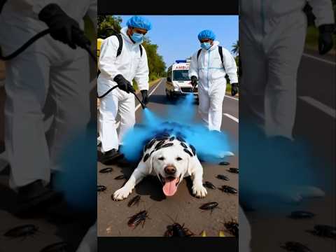 Dog got covered with centipedes save by kind rescue team! #humanity #animals #dog