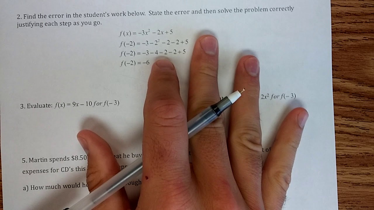 Algebra 1 Function and Function Notation Practice