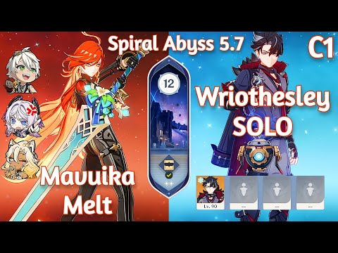 C1 Wriothesley SOLO x C0 Mavuika Melt - NEW SPIRAL ABYSS 5.7 | Floor 12 | Genshin Impact