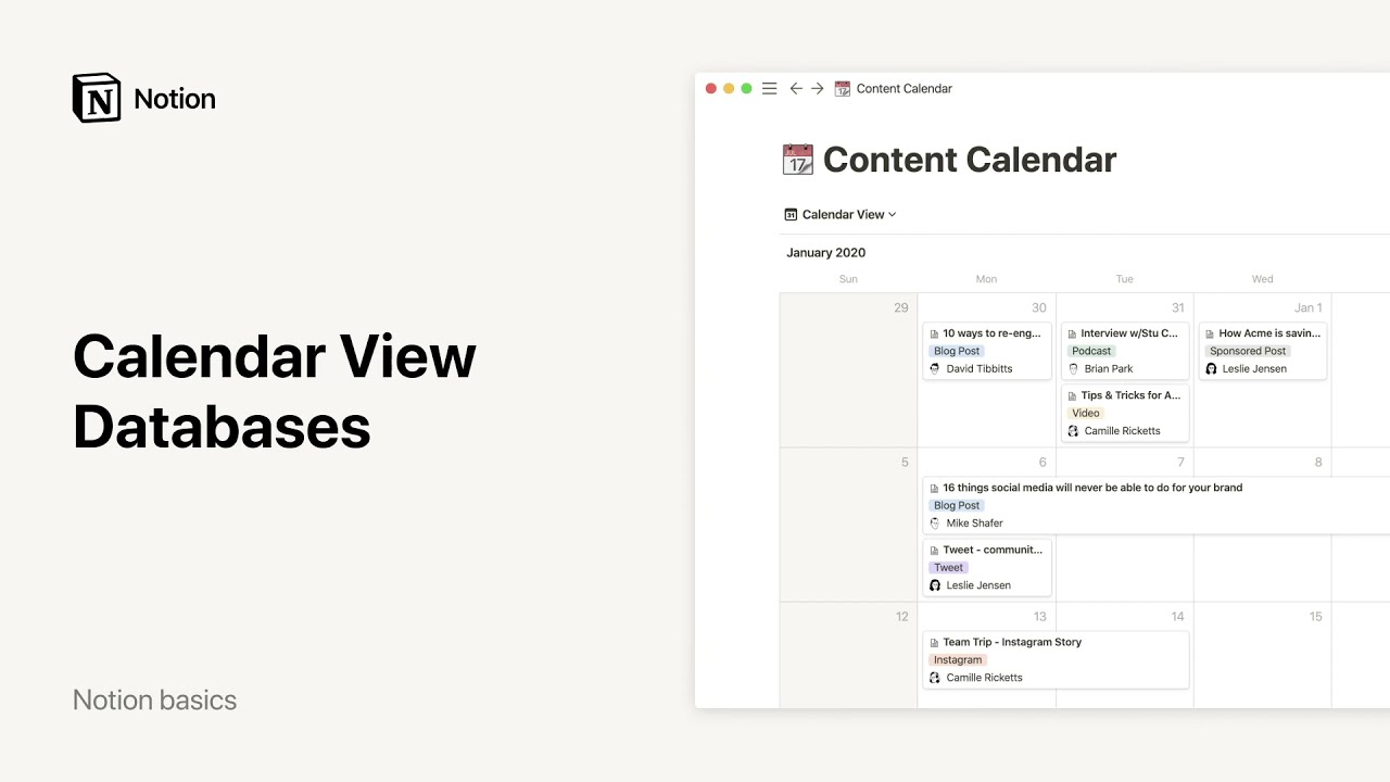 Calendar View Databases (JA)