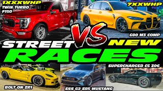NEW STREET RACES - 1XXXWHP TWIN TURBO F150 VS ESS MUSTANG, G80 M3 COMP, ZR1, C6, C5, ZL1, Z06, C7