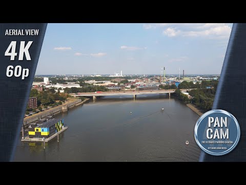 Hamburg, Germany - Veddel, Müggenburger Zollhafen - 4K Ultra HD - Aerial Camera Pan