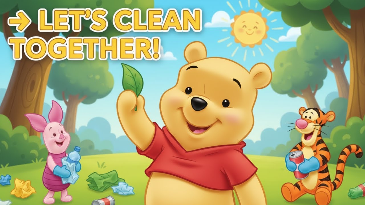 Forest Cleanup Challenge with Pooh 🐻🌱 | Environmental Animation #cleaning #recycle #forest #cartoon