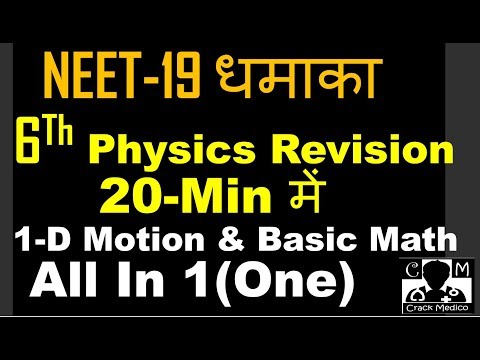 NEET 2019 Full Physics Basic Math and 1-D Motion Revision In Single Video By CRACK MEDICO Video