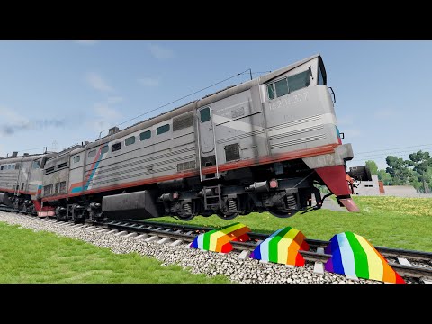 Trains Vs Speed Bumps #60 - Beamng.Drive