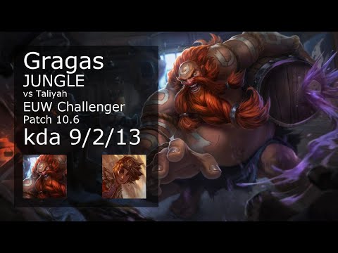 Gragas Jungle vs Taliyah - EUW Challenger 9/2/13 Patch 10.6 Gameplay