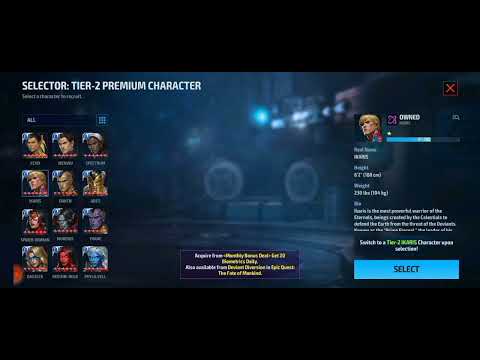 premium  t2 selector  guide 2022 marvel future fight
