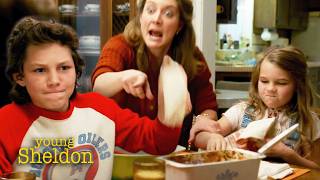 A Food Fight at the Dinner Table | Young Sheldon 