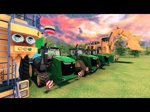 TRANSPORTING CARS JOHN DEERE BIG TRACKTOR, EXCAVATOR TO GARAGE  | Farming simulator S22