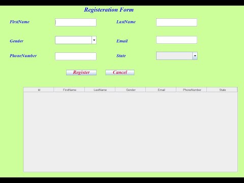 Registeration Form With Jtable In Java Using Eclipse