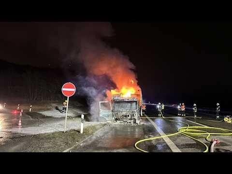 A7 bei Kassel: Post-LKW brennt vollständig aus 05.02.2026