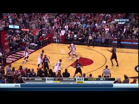 Chris Bosh Incredible 3 Point Shot To Beat Trail Blazers