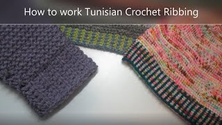 How to work Tunisian Crochet Ribbing, using Tunisian Simple Stitch & Twisted Tunisian Simple Stitch