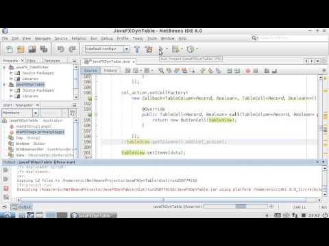 Dynamic JavaFX TableView fail on JDK 1.8/JavaFX 8 - fixed by remove Action button