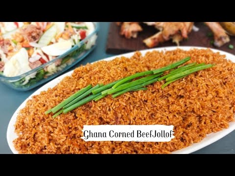 How to Prepare Corned Beef Jollof Rice||Ghana Jollof...
