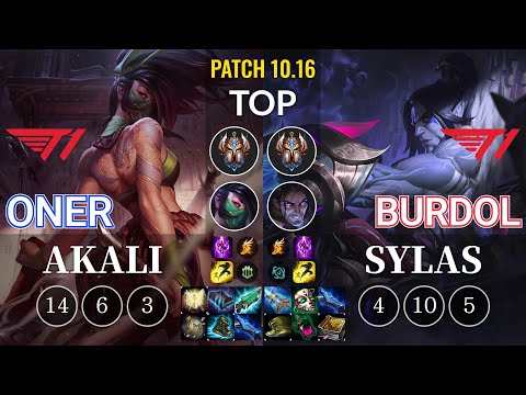 T1 Oner Akali vs T1 Burdol Sylas Top - KR Patch 10.16