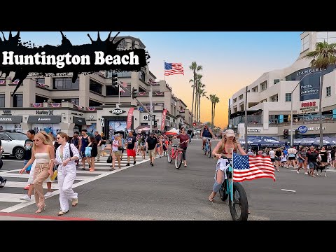 Walking Tour of Downtown Huntington Beach 4K - California, USA | Pacific City | July 2023