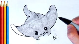 (fast-version) How to Draw Stingray - Step by Step Tutorial For Kids