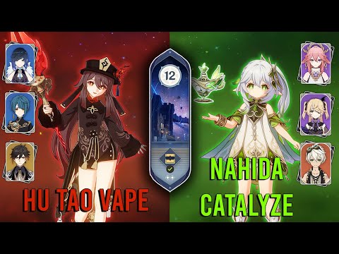 NEW Genshin Impact Abyss 4.0 - C0 Hu Tao Vape and C2 Nahida Catalyze  - Floor 12 9 Stars