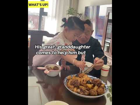 Great-granddaughter looks after her great-grandfather