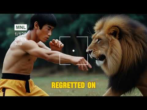 Bruce lee attacked by two hungry lion very big fight