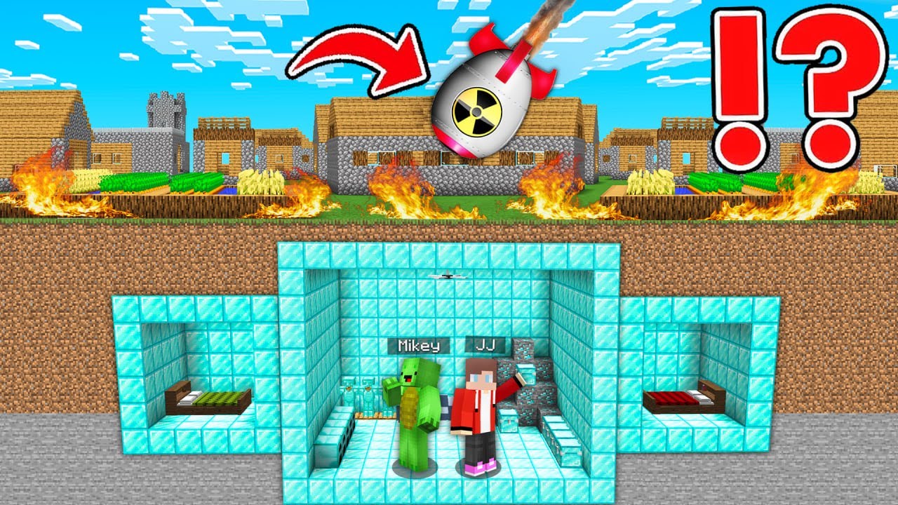 NUCLEAR MISSILE vs DIAMOND Secure Underground Base - in Minecraft Maizen!