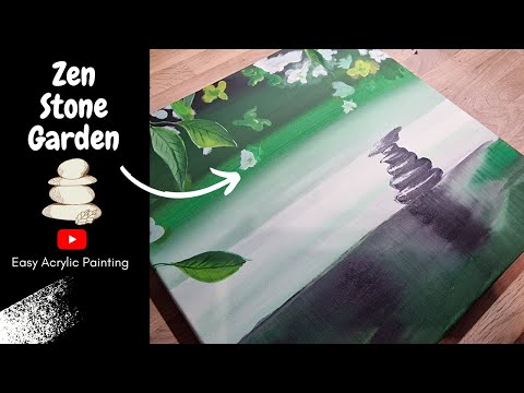Find Your Zen: Acrylic Painting Tutorial of a Meditative Garden with Stones as a Cairn