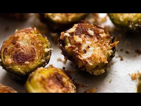 The most amazing CRISPY Parmesan Roasted Brussels sprouts!