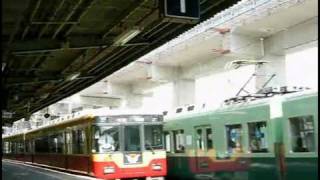 preview picture of video '京阪 淀駅（地上） すれ違い通過･警笛(2009-09)Yodo Sta./Keihan Ry.'