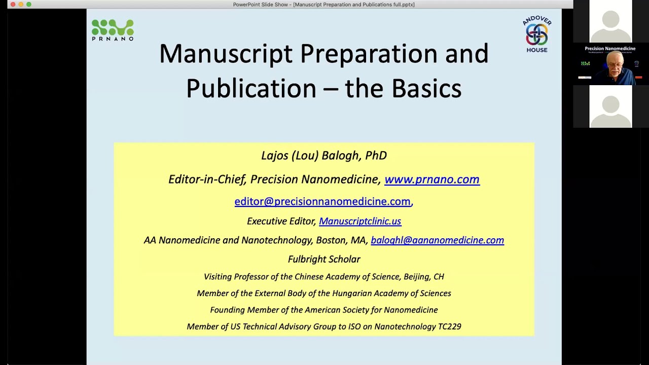 Manuscript preparation and publications - the basics