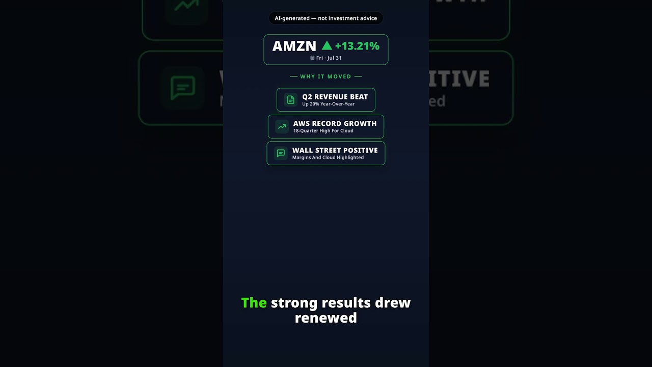 Por que a ação da Amazon avança com força hoje? AMZN +13.21% (31 jul)