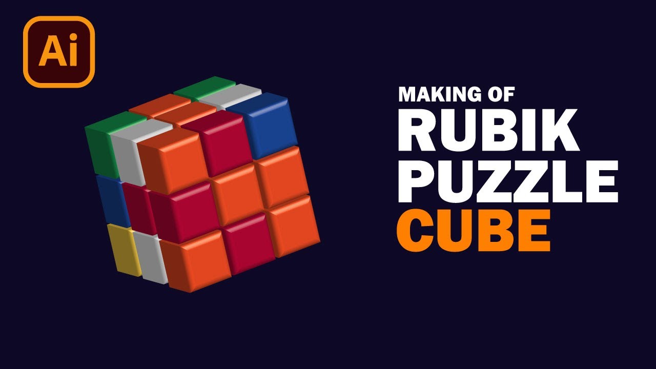 3D Rubik's Puzzle cube Vector Art | Adobe illustrator Tutorial