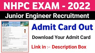 NHPC JE Admit Card 2022 | How To download Nhpc JE admit card |nhpc je admit card kaise download kare