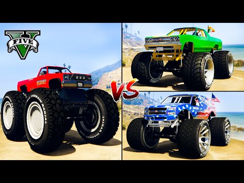 Indian Monster Truck vs Mega Monster Truck vs American Monster Truck - GTA 5 Cars Which is best?