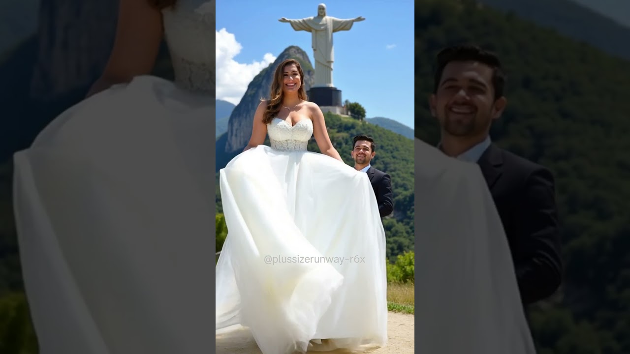 Curvy bride stuns in Rio under Christ the Redeemer 💍#youaresobeauti #plussizebeauty