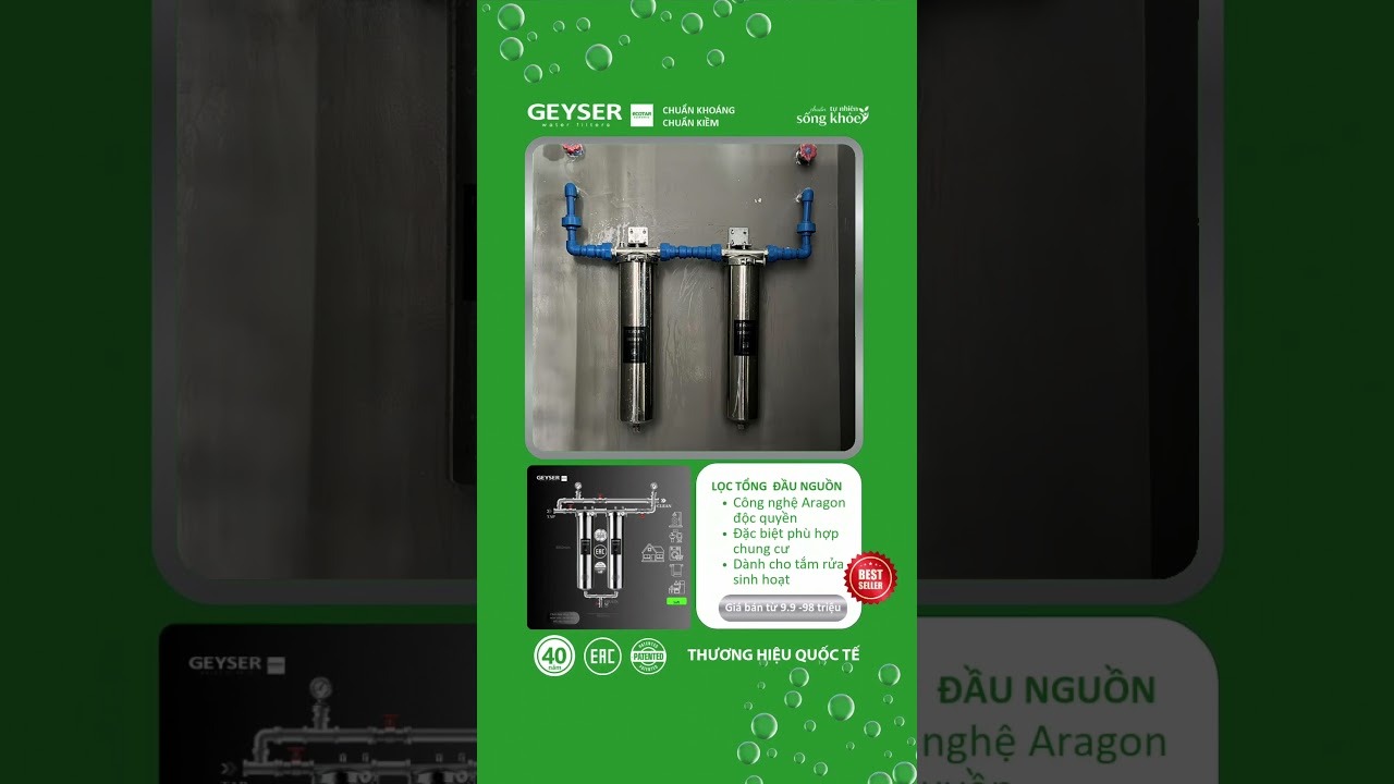 Lắp đặt thực tế lọc tổng đầu nguồn Geyser Ecotar 2F Made in Russia
