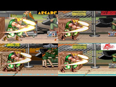 Street fighter 2 Guile Special moves Comparison Arcade VS Snes VS Megadrive VS PC Engine