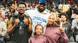 LeBron James Joined by Savannah James and Zhuri James to Support Son Bryce James.