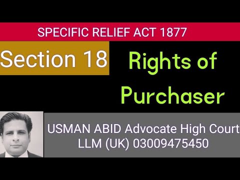 Section 18 Specific Relief Act 1877| Purchaser's rights against vendor| sra 1877
