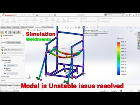 SolidWorks Weldments Simulation Tutorial|Model is Unstable issue RESOLVED